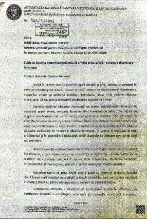 NOTĂ INFORMATIVĂ Privind prevenirea răspândirii gripei aviare